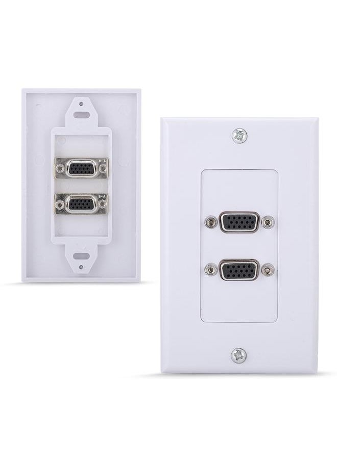 2-PORT VGA Socket Wall Mount Panel Adapter Wall Socket