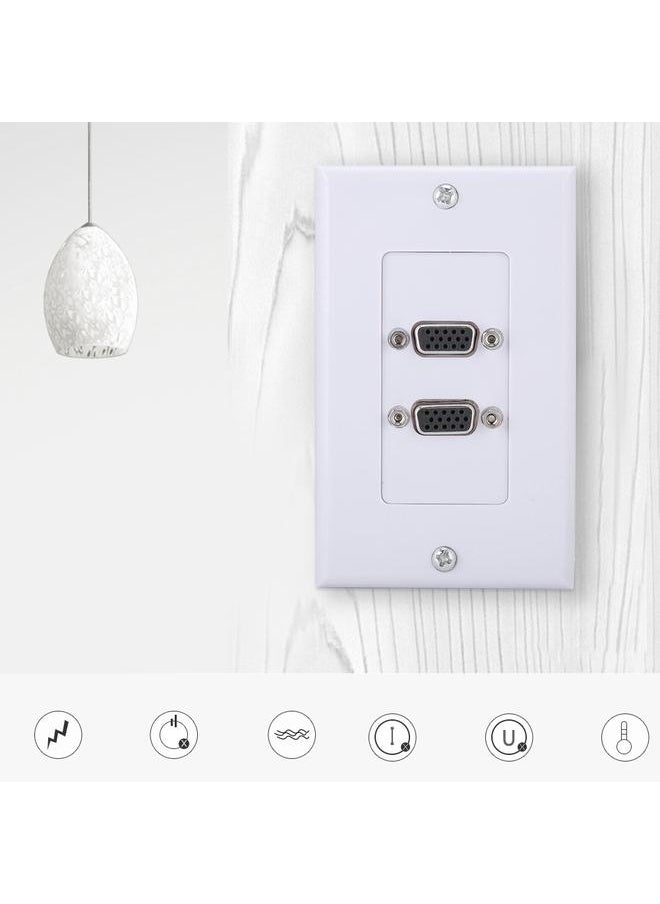 2-PORT VGA Socket Wall Mount Panel Adapter Wall Socket