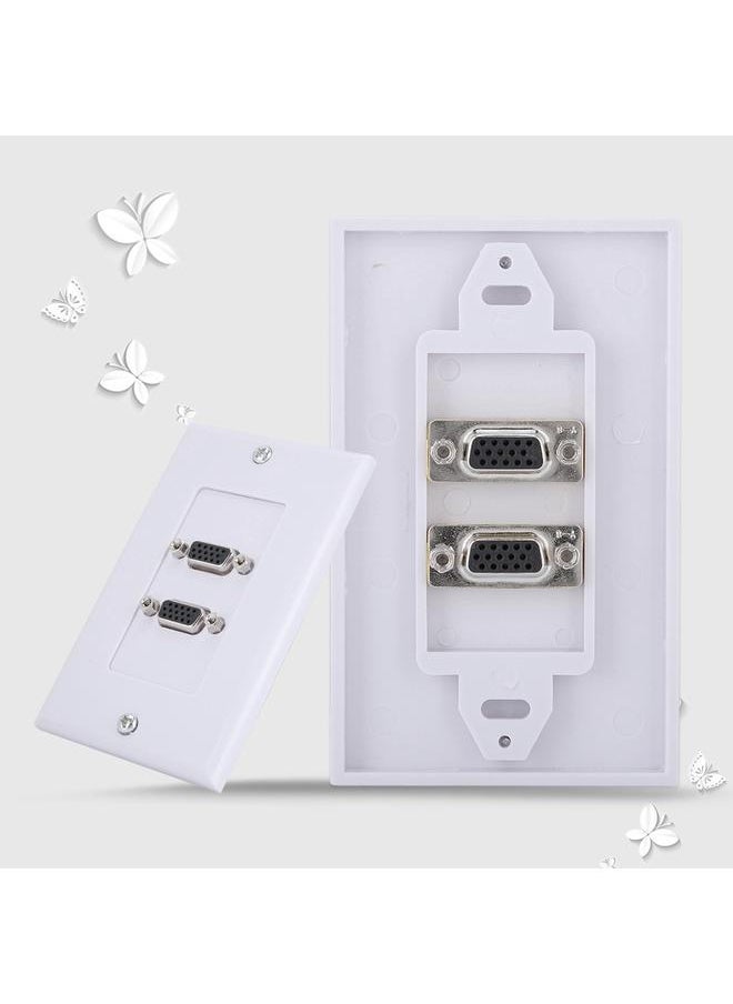 2-PORT VGA Socket Wall Mount Panel Adapter Wall Socket