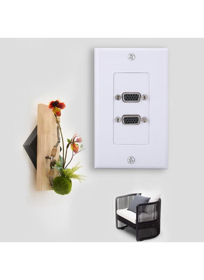 2-PORT VGA Socket Wall Mount Panel Adapter Wall Socket