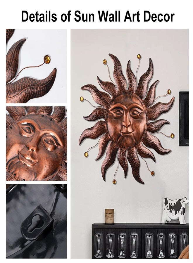 VESTCDF Metal Wall Art Decor Outdoor Inside with Sun Face, 26 Inch Large Outside Sun Metal Decorations Hanging on House, Living Room, Bedroom, Patio, Fence, Yard - Image 5
