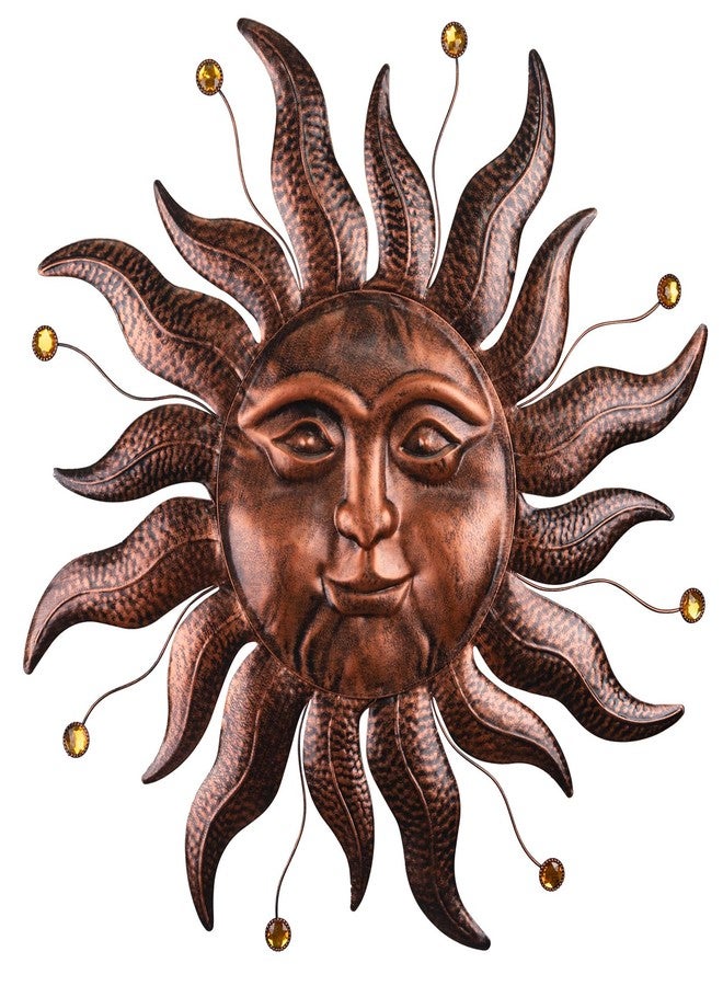 VESTCDF Metal Wall Art Decor Outdoor Inside with Sun Face, 26 Inch Large Outside Sun Metal Decorations Hanging on House, Living Room, Bedroom, Patio, Fence, Yard - Image 1