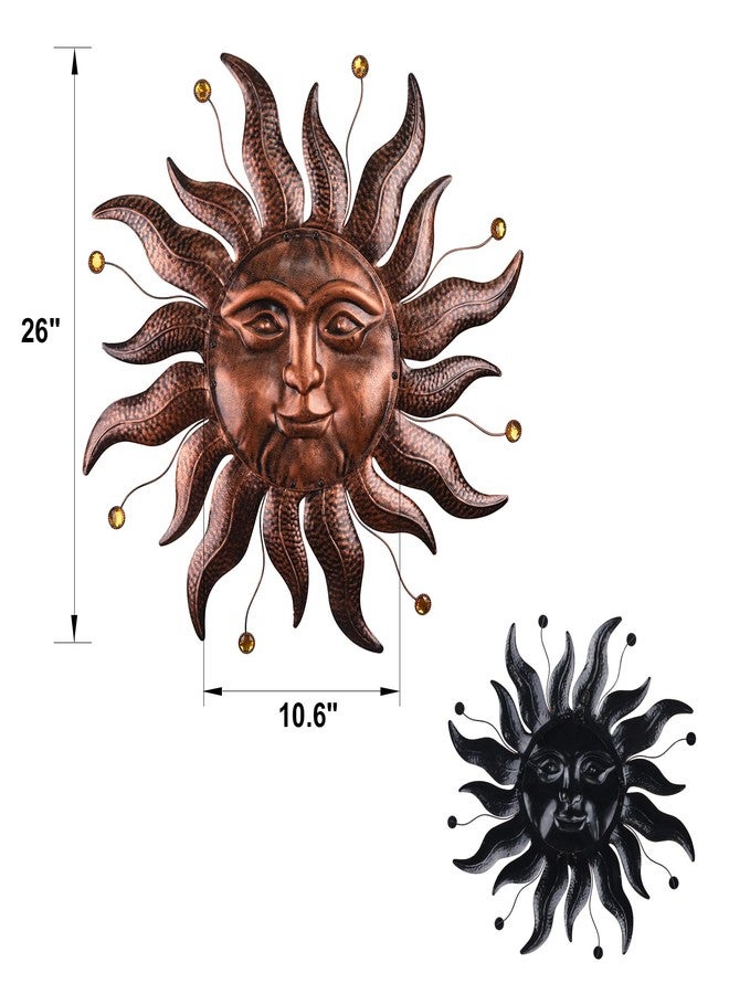 VESTCDF Metal Wall Art Decor Outdoor Inside with Sun Face, 26 Inch Large Outside Sun Metal Decorations Hanging on House, Living Room, Bedroom, Patio, Fence, Yard - Image 4