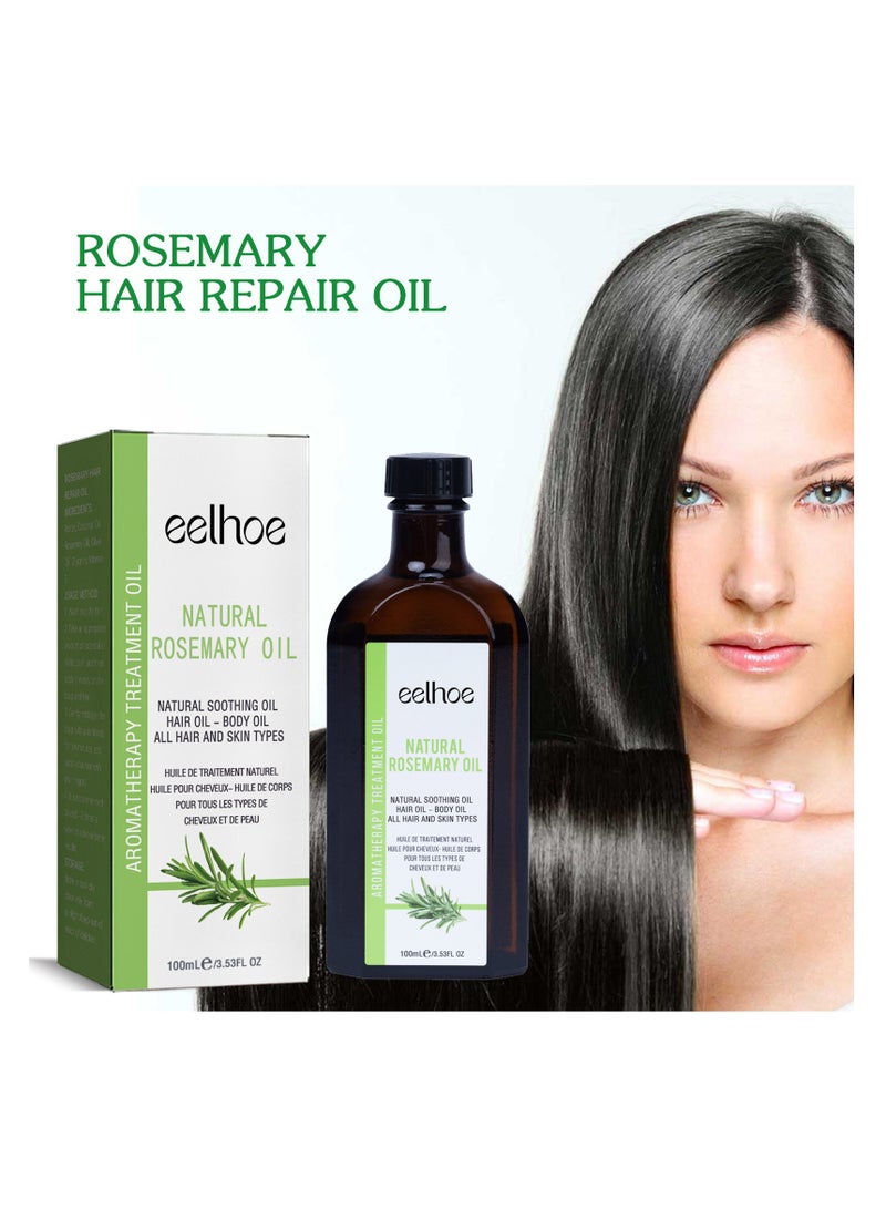 EELHOE Rosemary Essential Oil Rosemary Oil Hair Serum, Pure Organic Rosemary Oil for Dry Damaged Hair, Hair Loss Scalp Treatment, Hair Care (100ml) - Image 1