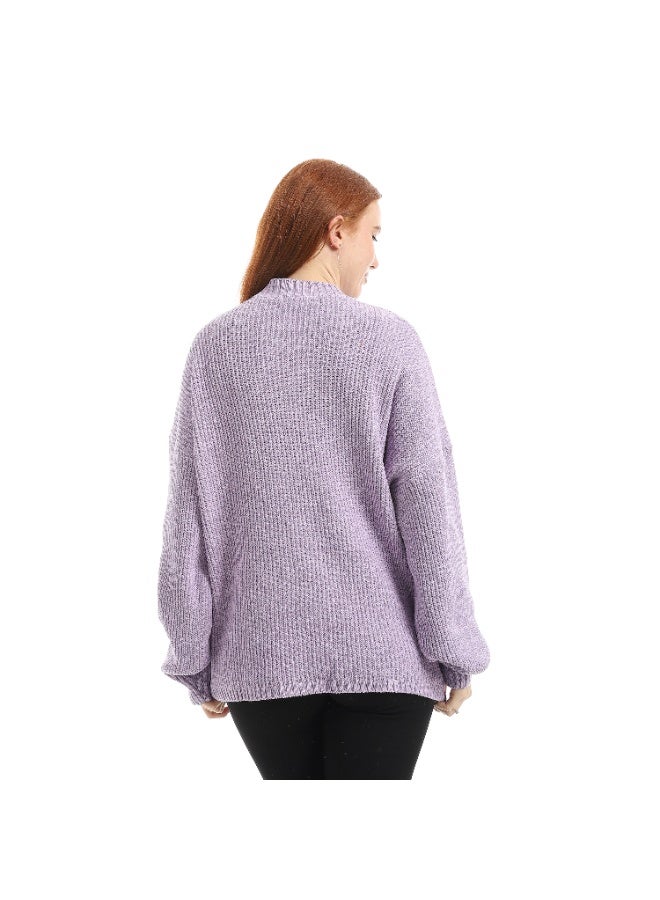 Caesar Women's plain wool sweater with a round neck - Image 3