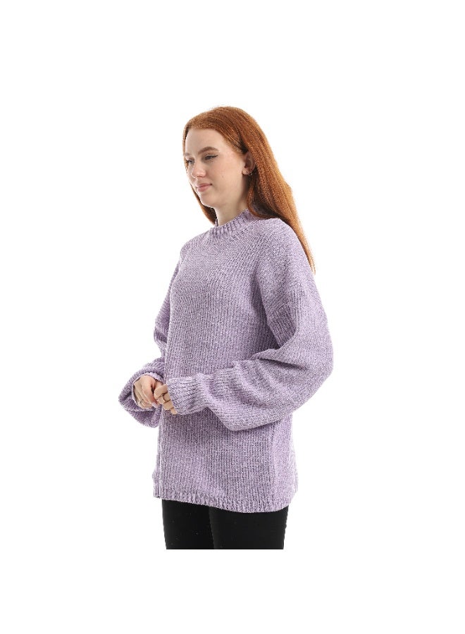 Caesar Women's plain wool sweater with a round neck - Image 2
