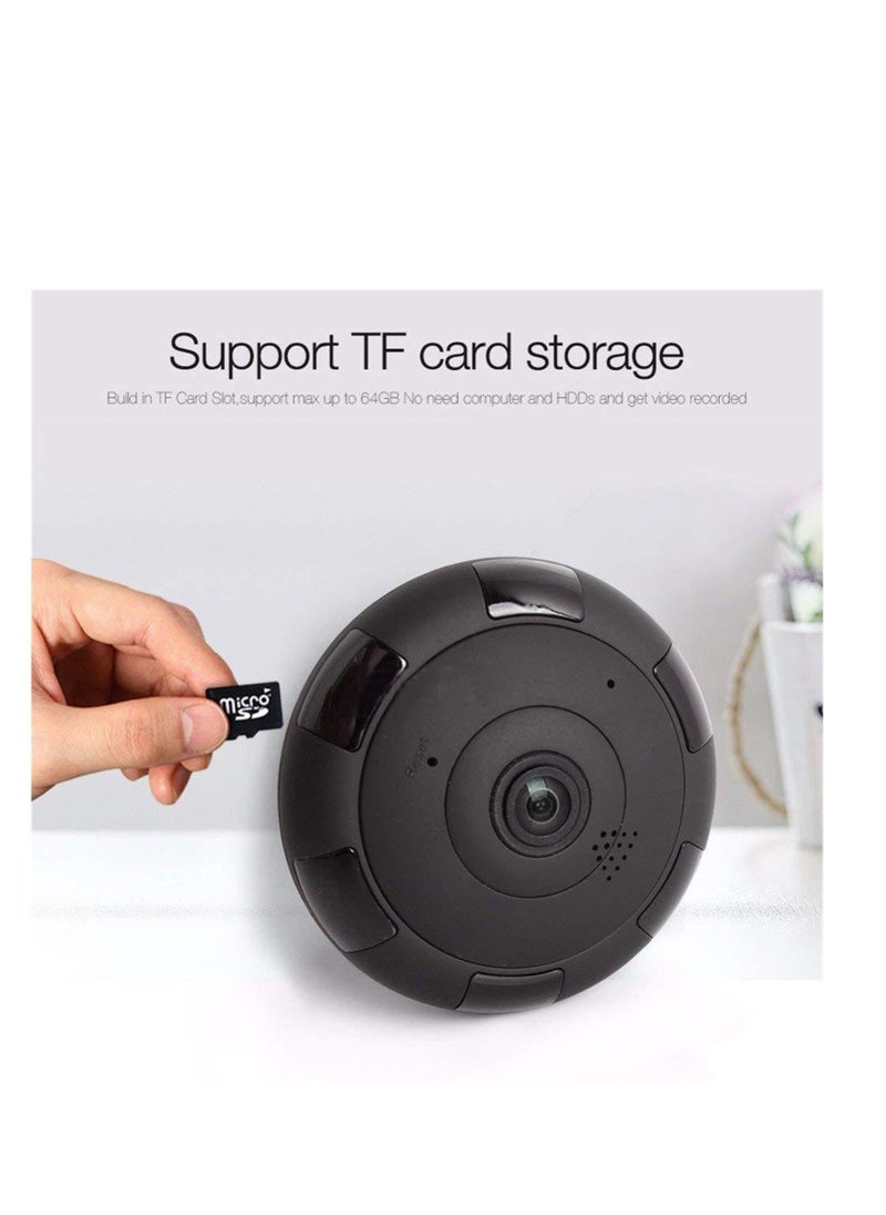 Generic - Fish Eye Black Beauty Round Wireless 360 Panoramic WiFi IP Camera with Infrared Night Vision, Two Way Communication, Motion Detection, Remote View On Mobile - Image 1
