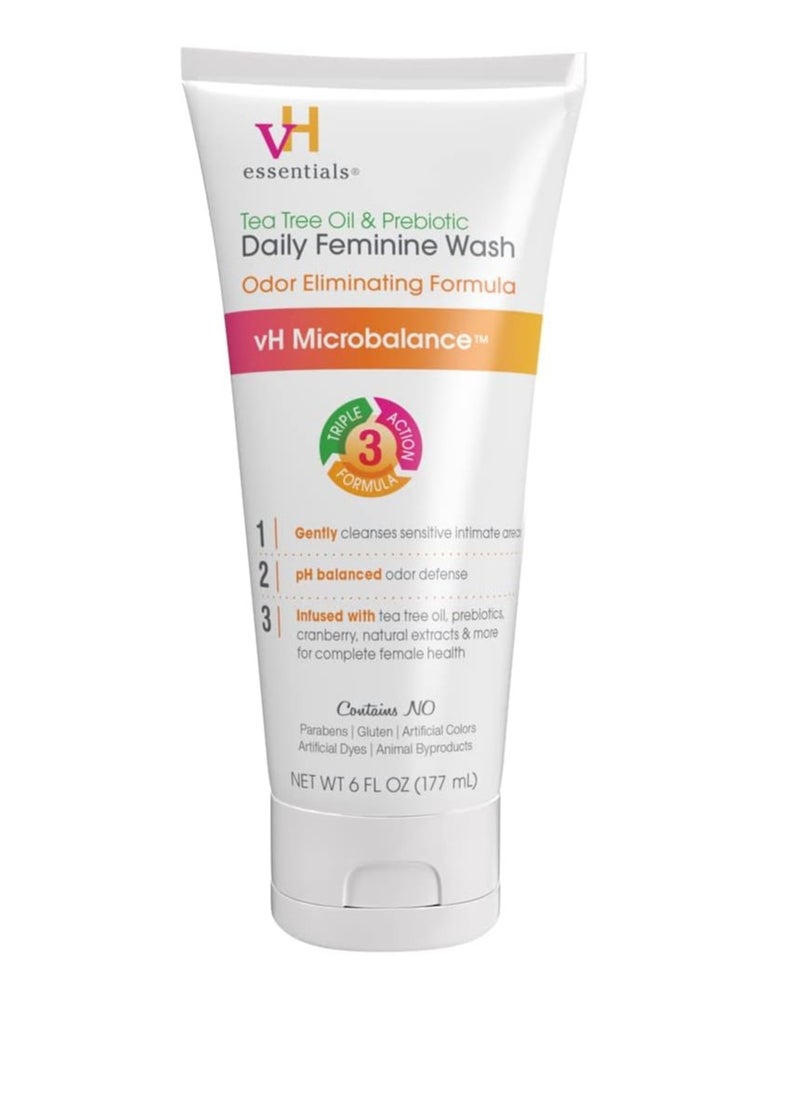 vH Essentials Ph Balanced Daily Feminine Wash, Tea Tree Oil And Prebiotic, 6 Fl Oz  - Image 1