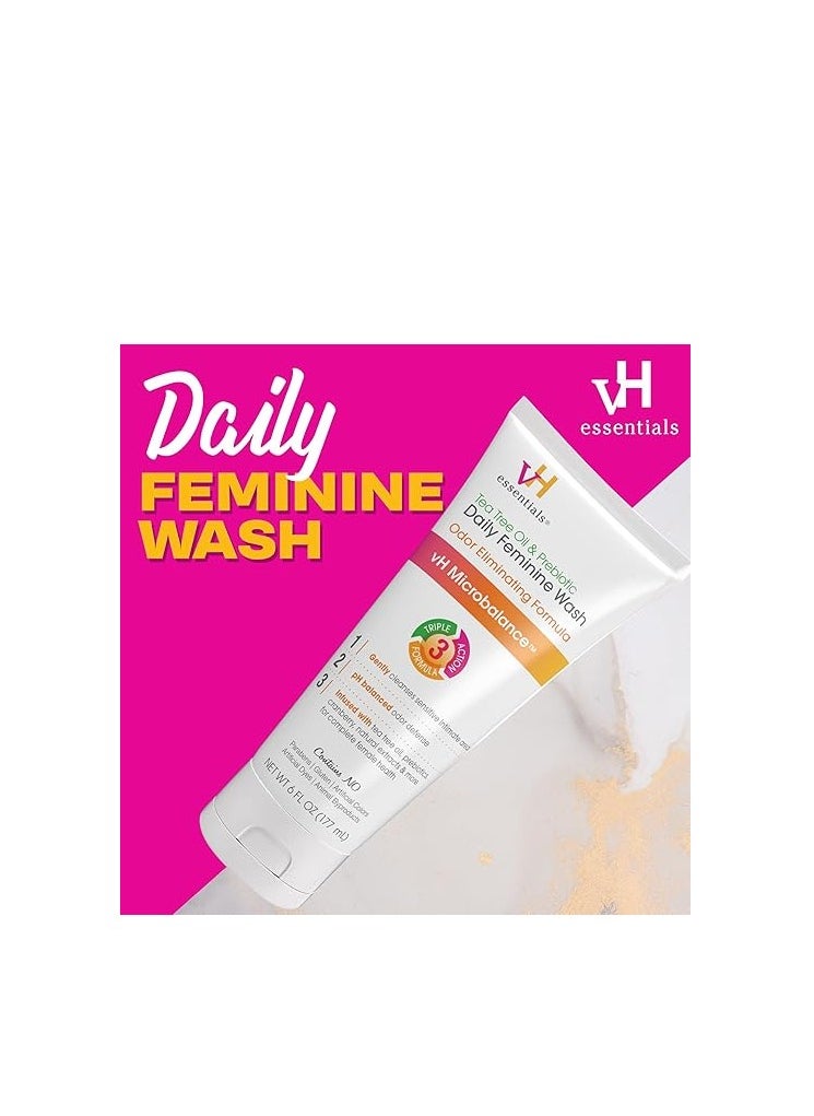 vH Essentials Ph Balanced Daily Feminine Wash, Tea Tree Oil And Prebiotic, 6 Fl Oz  - Image 3