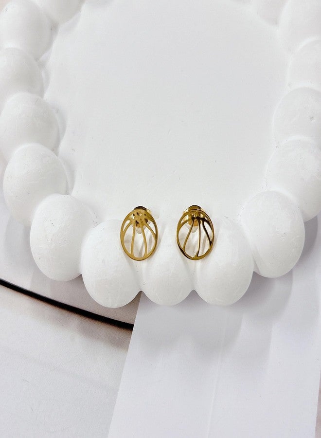 Cykdohy Stainless Steel Basketball Stud Small Earrings for Women Men Minimalist Hollow Round Mini Sports Ball Lightweight Cartilage Tragus Post Studs Handmade Game Party Jewelry for Sport Lover Fans Player (Gold) - Image 3