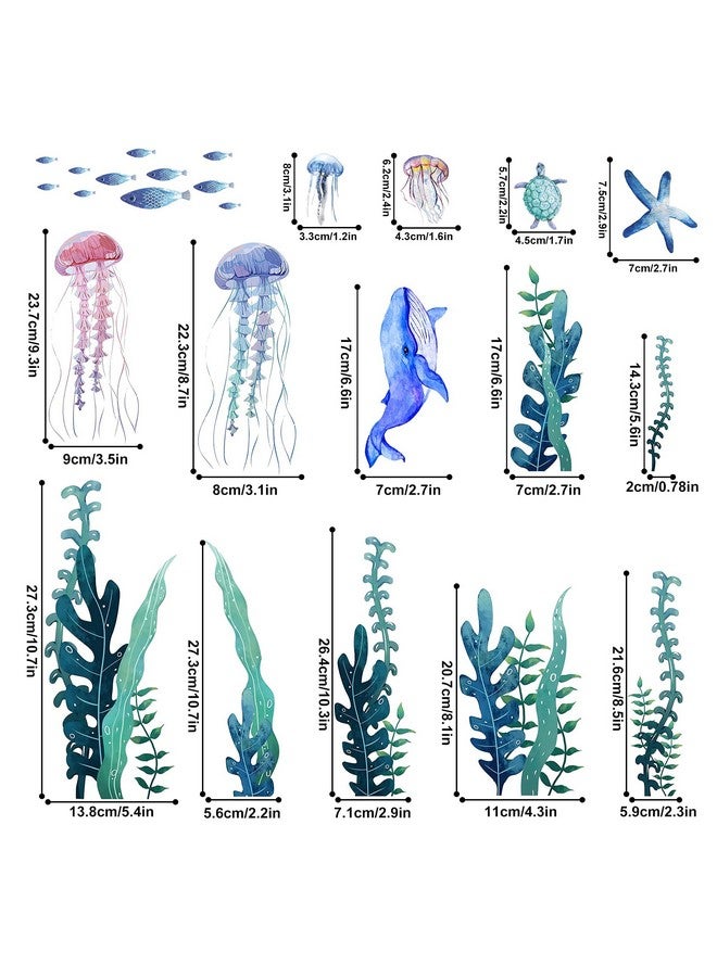 Sinekong Sea Wall Decals Glow in The Dark Ocean Wall Decals Colorful Sea Turtle Seaweed Jellyfish Stickers Removable Ocean Decor for Toddler Boys Girls Bedroom Bathroom Living Room - Image 3