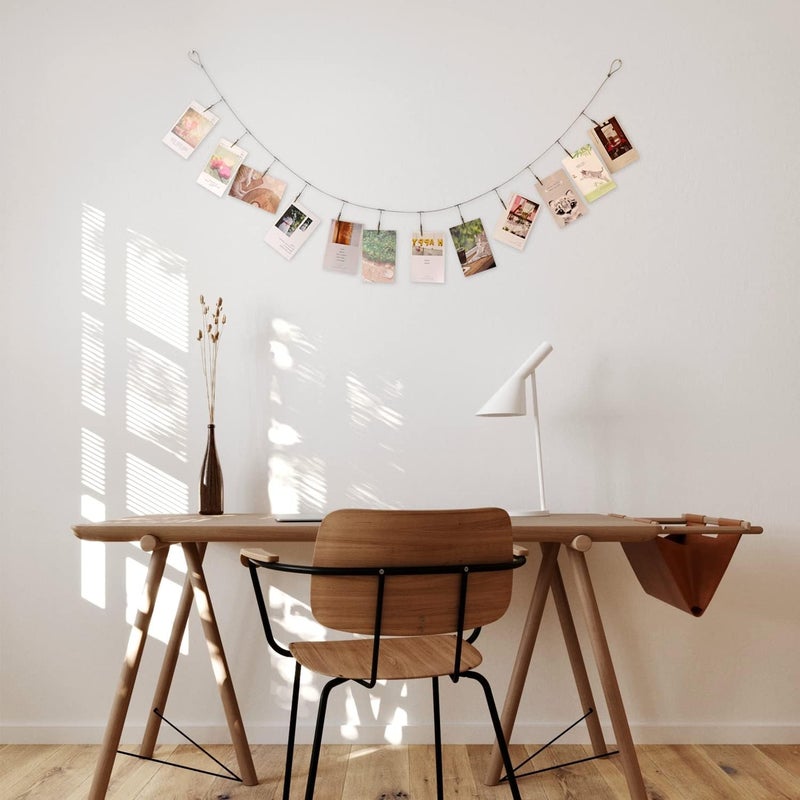 TFu Multi-Purpose Steel Wall Hanging Photo Display Cable Wire Rod String with 12 Clips for Hanging Photos Notes and Artworks (Alligator Clip) - Image 5