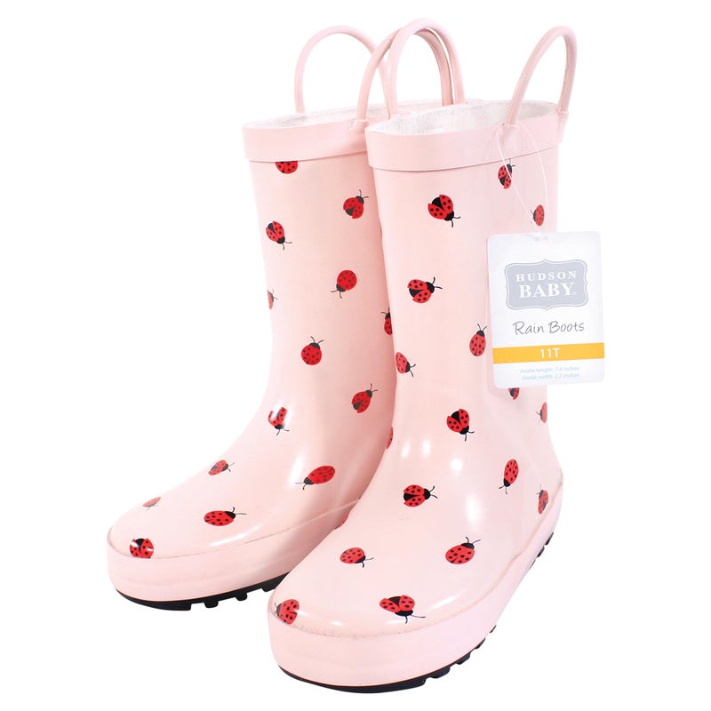 Hudson Baby Infant Girl Rain Boots, Ladybugs, 4 Toddler - Image 2