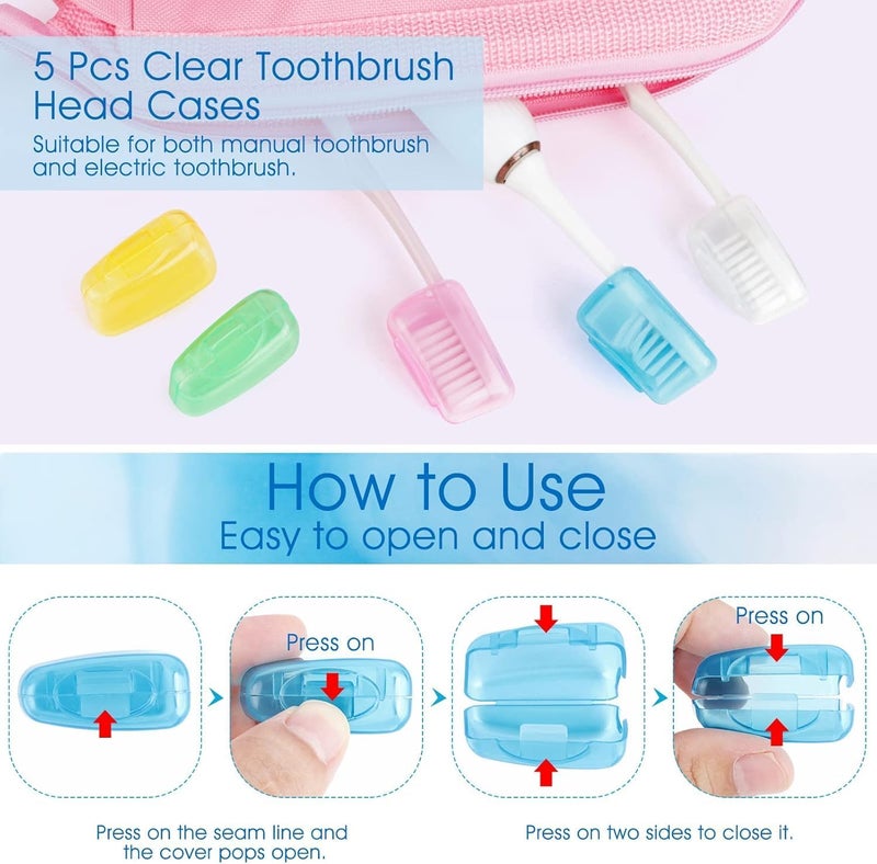 INSFIT Travel Toothbrush Case – 2 Pcs Halal-Friendly Portable Breathable Toothbrush Holder with 5 Colorful Head Covers – Ideal for Family, Umrah, Hajj, Gym & Travel (PP Eco-Material, Dustproof) - Image 3