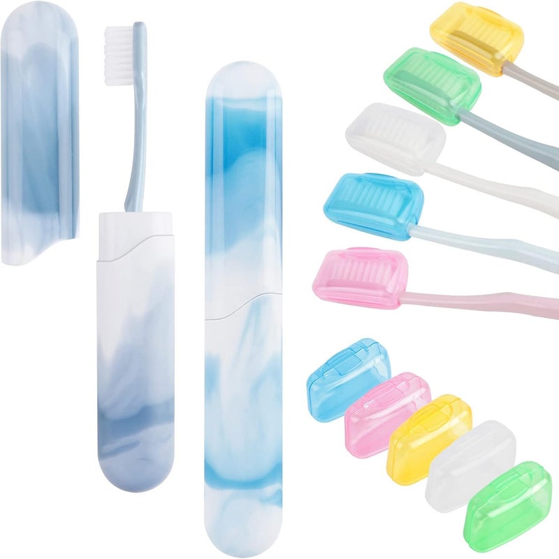 INSFIT Travel Toothbrush Case – 2 Pcs Halal-Friendly Portable Breathable Toothbrush Holder with 5 Colorful Head Covers – Ideal for Family, Umrah, Hajj, Gym & Travel (PP Eco-Material, Dustproof) - Image 1