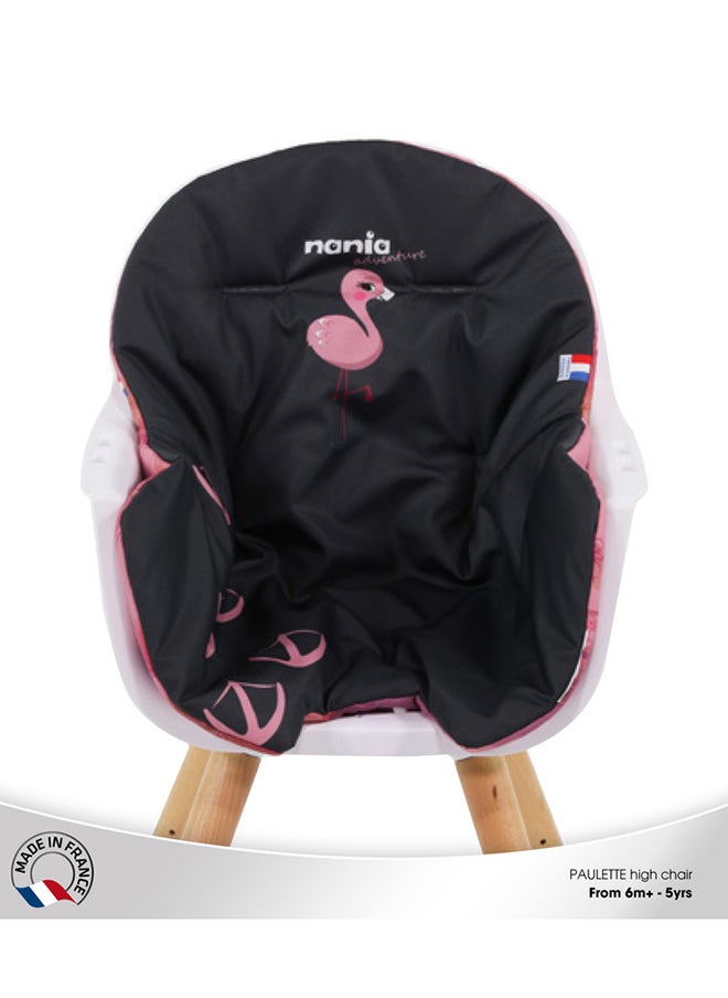 Nania - 2 In 1 Paulette High Chair Reversible Cushion And Adjustable Tray  6M+, Flamingo - Image 1