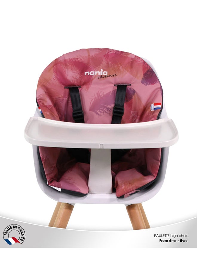 Nania - 2 In 1 Paulette High Chair Reversible Cushion And Adjustable Tray  6M+, Flamingo - Image 1