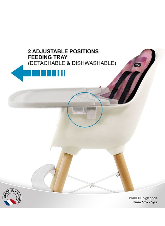 Nania - 2 In 1 Paulette High Chair Reversible Cushion And Adjustable Tray  6M+, Flamingo - Image 1