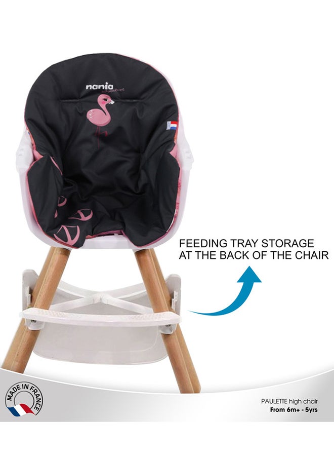 Nania - 2 In 1 Paulette High Chair Reversible Cushion And Adjustable Tray  6M+, Flamingo - Image 1