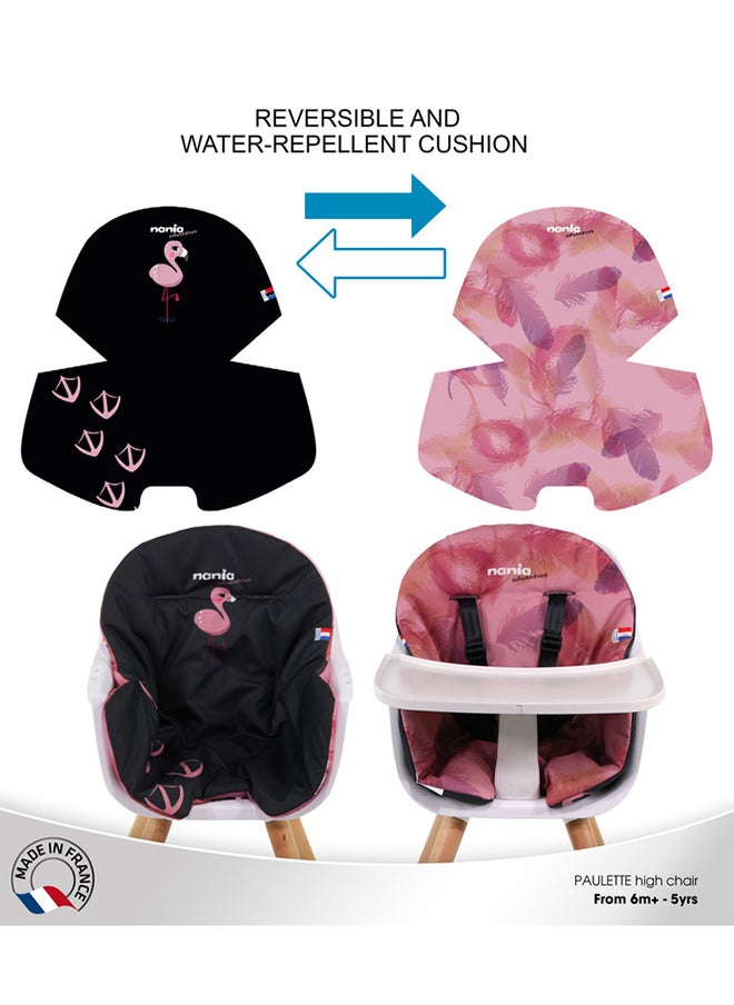 Nania - 2 In 1 Paulette High Chair Reversible Cushion And Adjustable Tray  6M+, Flamingo - Image 1