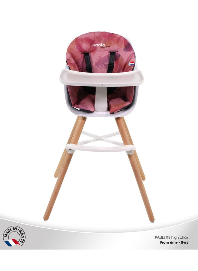 Nania - 2 In 1 Paulette High Chair Reversible Cushion And Adjustable Tray  6M+, Flamingo - Image 1