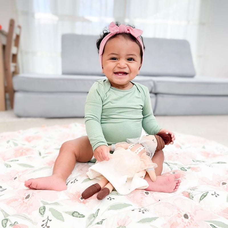 Crane Baby Padded Floor Mat, Pink Floral Nursery Decor, Activity Mat, 40" x 40", Baby Tummy Time, Baby Girl Nursery Essentials - Image 4