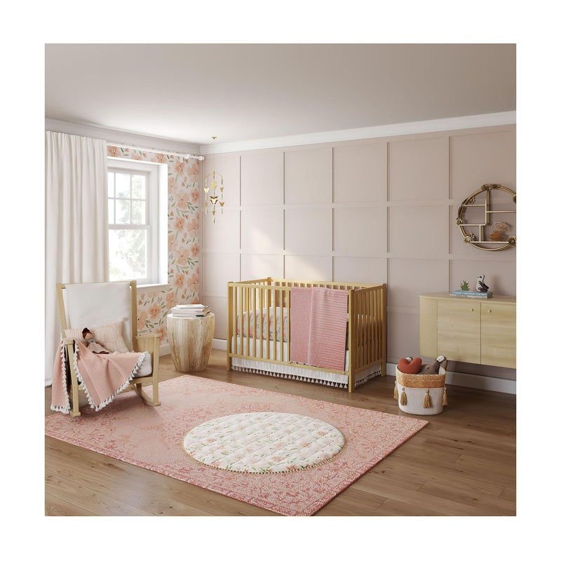 Crane Baby Padded Floor Mat, Pink Floral Nursery Decor, Activity Mat, 40" x 40", Baby Tummy Time, Baby Girl Nursery Essentials - Image 3