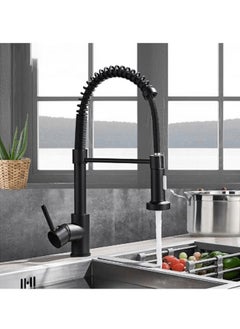 WinHolder Black Kitchen Faucet with Pull Down Sprayer Stainless Steel Single Handle Pull Out Spring Sink Faucets 1 Hole Or 3 Hole Dual Function for Farmhouse Camper Laundry Utility Rv Wet Bar  - Image 2