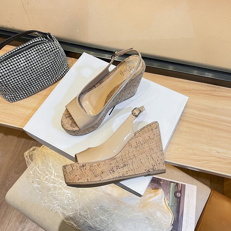 Fashion All-Match Platform Wedge Sandals Peep Toe Waterproof Platform Muffin Back Empty Shoes - Image 5