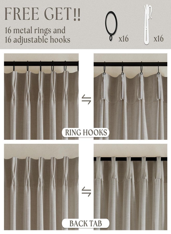 TWODRAPES 102 Inch Long Curtains Pinch Pleat Linen Curtains for Living Room Bedroom 2 Panels Tan Brown Burlywood Taupe Light Filtering Privacy 102 Inch Pleated Drapes Hooks Rings Back Tab for Sliding Door - Image 5