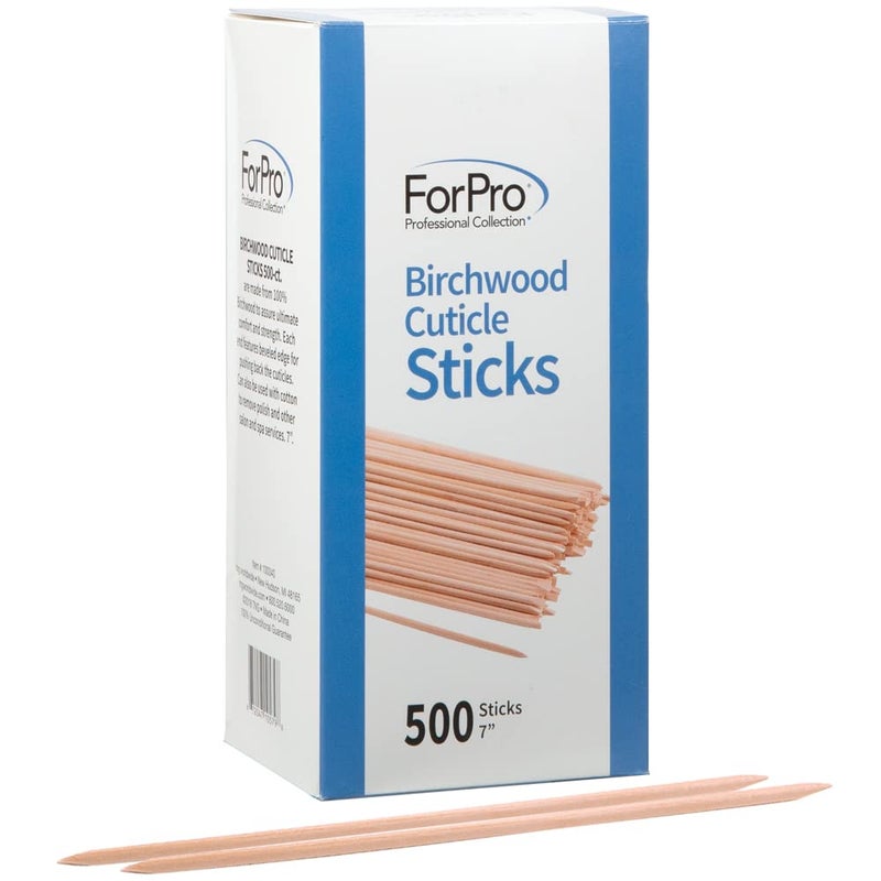 ForPro Professional Collection ForPro Birchwood Cuticle Sticks, Double Sided, Multi-Purpose Cuticle Pusher for Manicures and Pedicures, 7â€ L, 500-Count - Image 1
