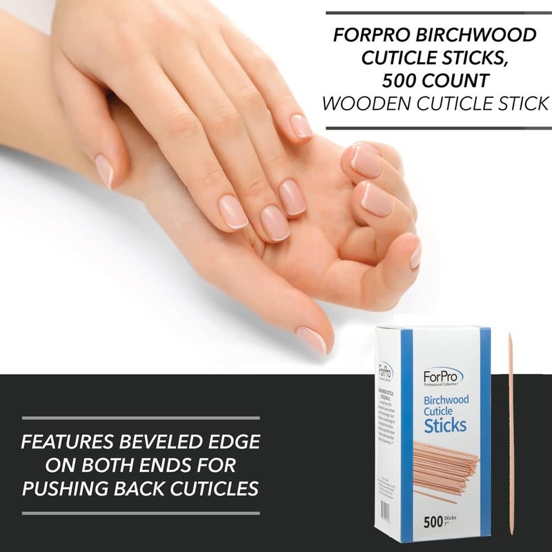 ForPro Professional Collection ForPro Birchwood Cuticle Sticks, Double Sided, Multi-Purpose Cuticle Pusher for Manicures and Pedicures, 7â€ L, 500-Count - Image 5