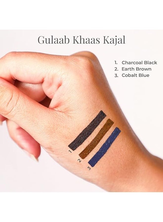 Forest Essentials Gulaab Khaas Natural Kajal Earth Brown | Made using a traditional method with Pure Ghee & Castor Oil | Intense Cooling Pigment | For Daily Use - Image 4