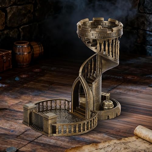 AUSPDICE Dice Rolling Tower and Tray Retro Castle Mold Color for Tabletop Games DD and RPG Games Bronze Color - Image 1