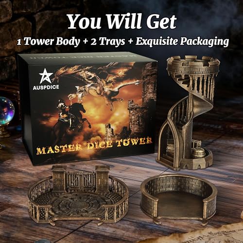 AUSPDICE Dice Rolling Tower and Tray Retro Castle Mold Color for Tabletop Games DD and RPG Games Bronze Color - Image 5