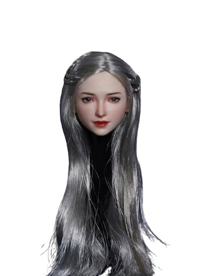 RoofWorld 1/6 Scale Female Head Sculpt,12inch Figure Doll Accessories Asian Girl Transplant Hair PVC Woman Soldier Head Carving Model Fit 12'' Miniature Action Figure Body - Image 1