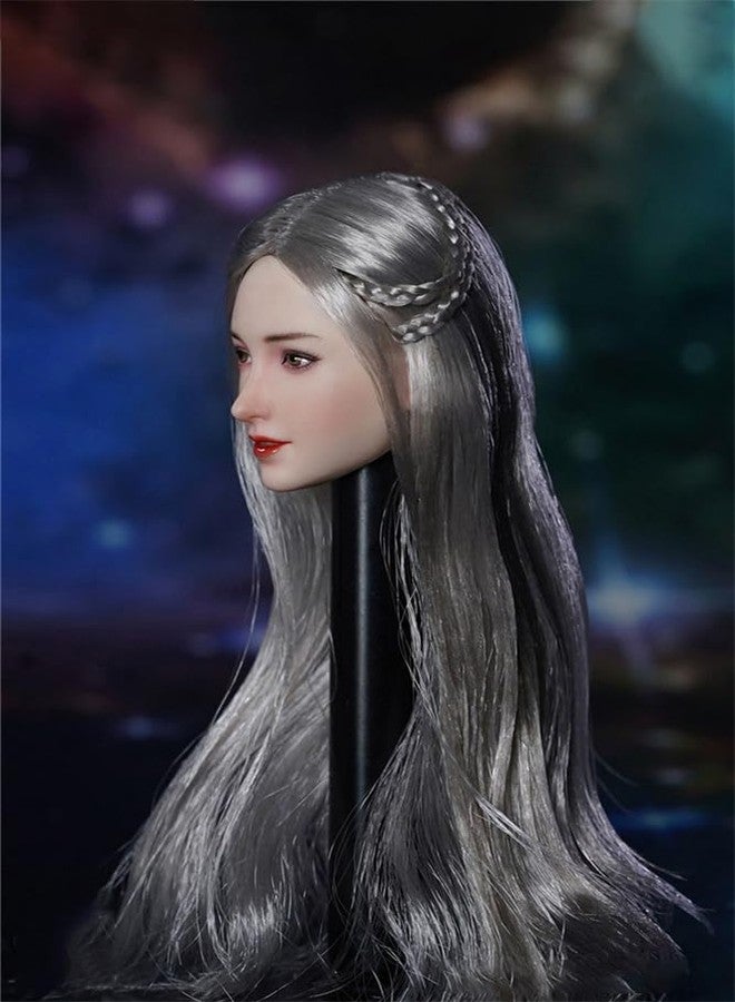 RoofWorld 1/6 Scale Female Head Sculpt,12inch Figure Doll Accessories Asian Girl Transplant Hair PVC Woman Soldier Head Carving Model Fit 12'' Miniature Action Figure Body - Image 3