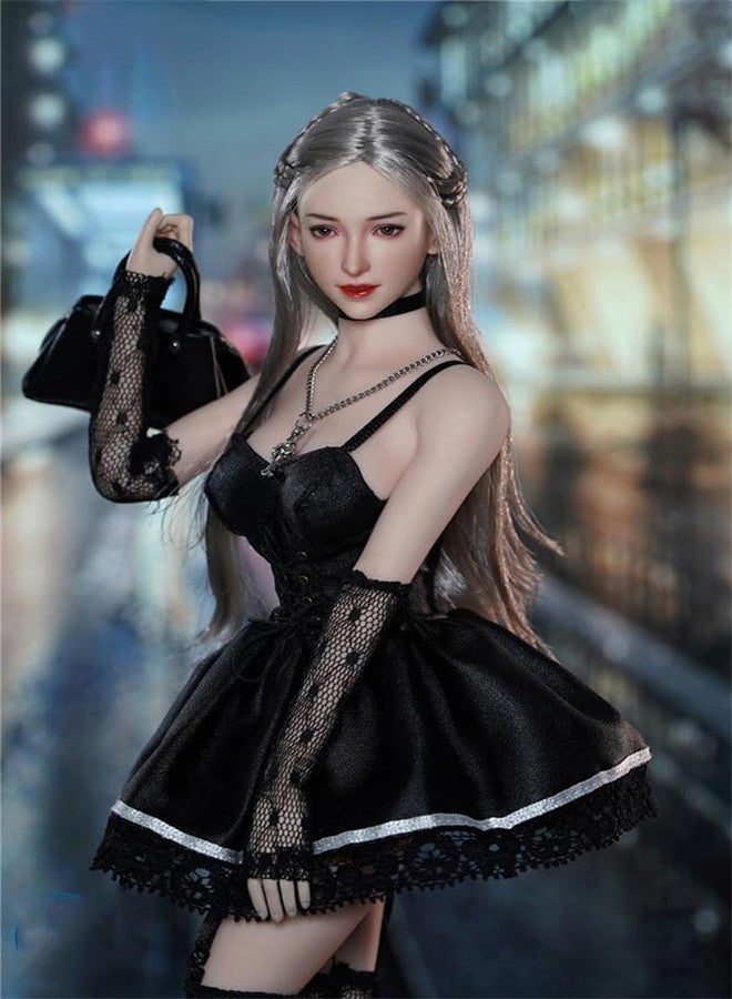 RoofWorld 1/6 Scale Female Head Sculpt,12inch Figure Doll Accessories Asian Girl Transplant Hair PVC Woman Soldier Head Carving Model Fit 12'' Miniature Action Figure Body - Image 4