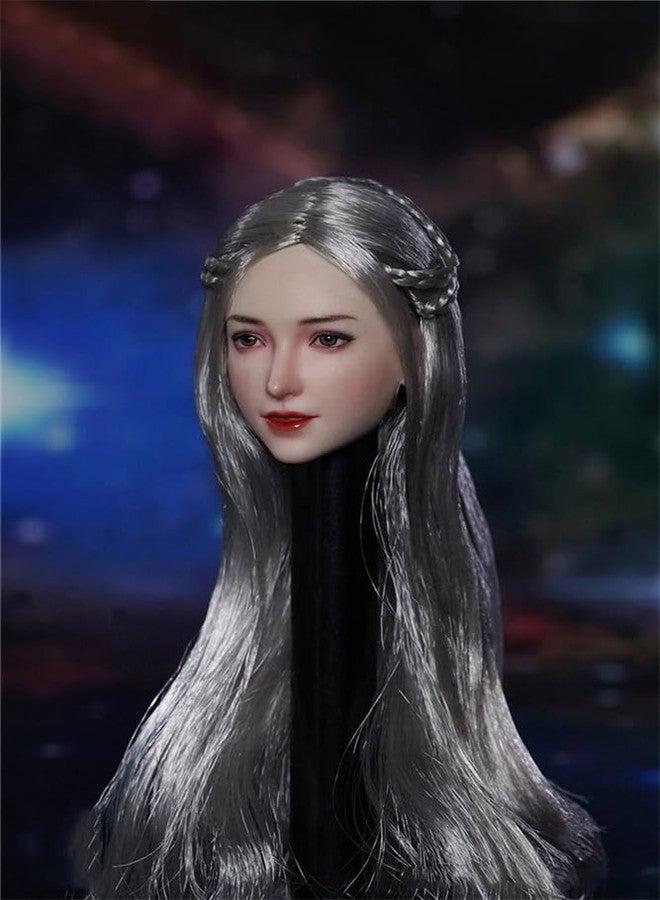 RoofWorld 1/6 Scale Female Head Sculpt,12inch Figure Doll Accessories Asian Girl Transplant Hair PVC Woman Soldier Head Carving Model Fit 12'' Miniature Action Figure Body - Image 2