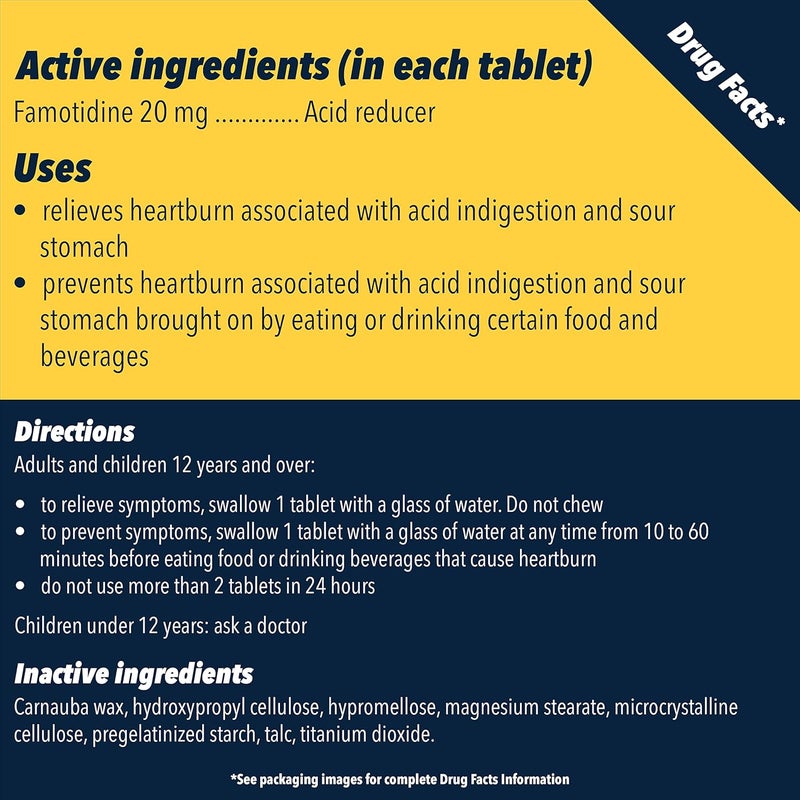 Pepcid أقراص بيبسيكيد AC أقصى قوة لتخفيف حرقة المعدة 20 ملغ فاموتيدين مخفض للحموضة سريع المفعول دواء بدون وصفة طبية يمنع ويخفف حرقة المعدة بسبب عسر الهضم الحمضي 8 حبة عبوة سفر 50 حبة زجاجة - Image 5