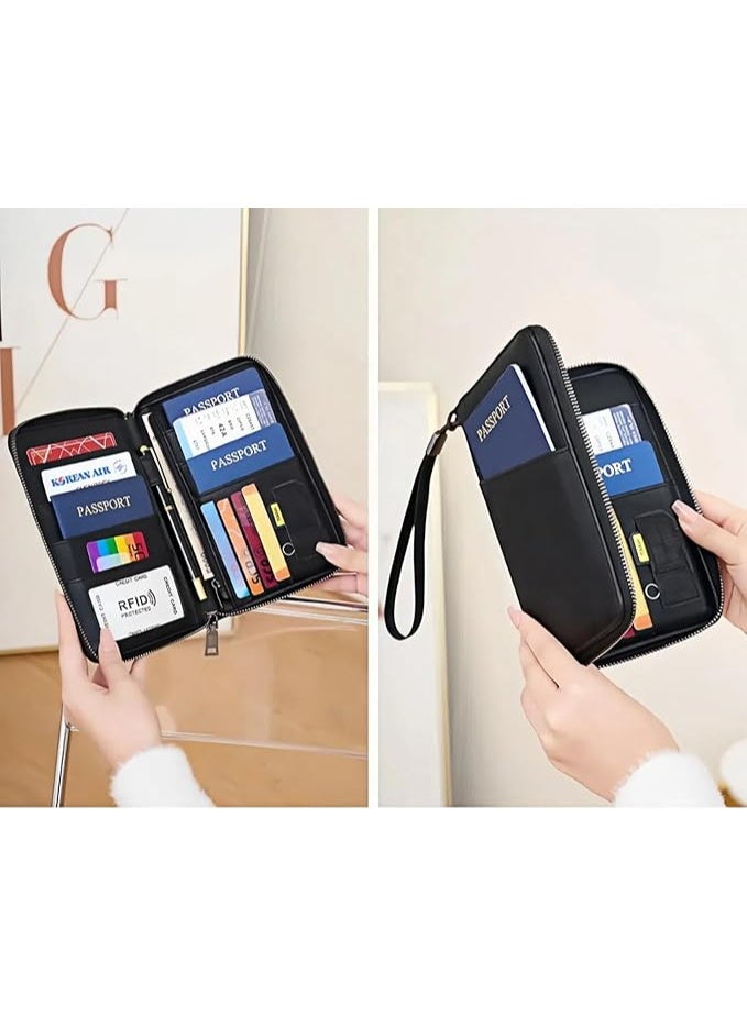 محفظة حامل جواز سفر السفر للعائلة ، RFID حجب المنظم للماء مع فتحات متعددة البطاقات ، حالة وثيقة السفر للهوية ، بطاقات الائتمان ، التذاكر ، المال ، العملات ، الهدايا - Image 3
