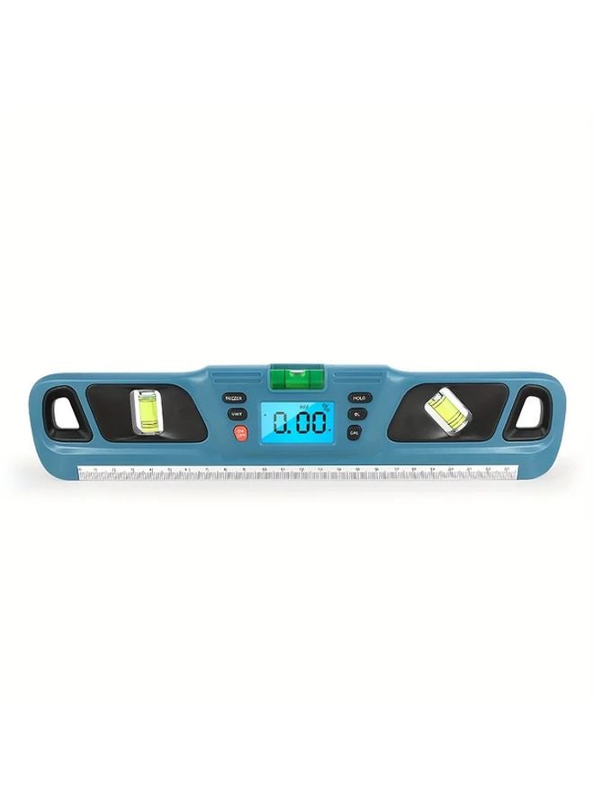 Blue Digital Bubble Inclinometer Level with LED Display Magnetic Base - Image 1
