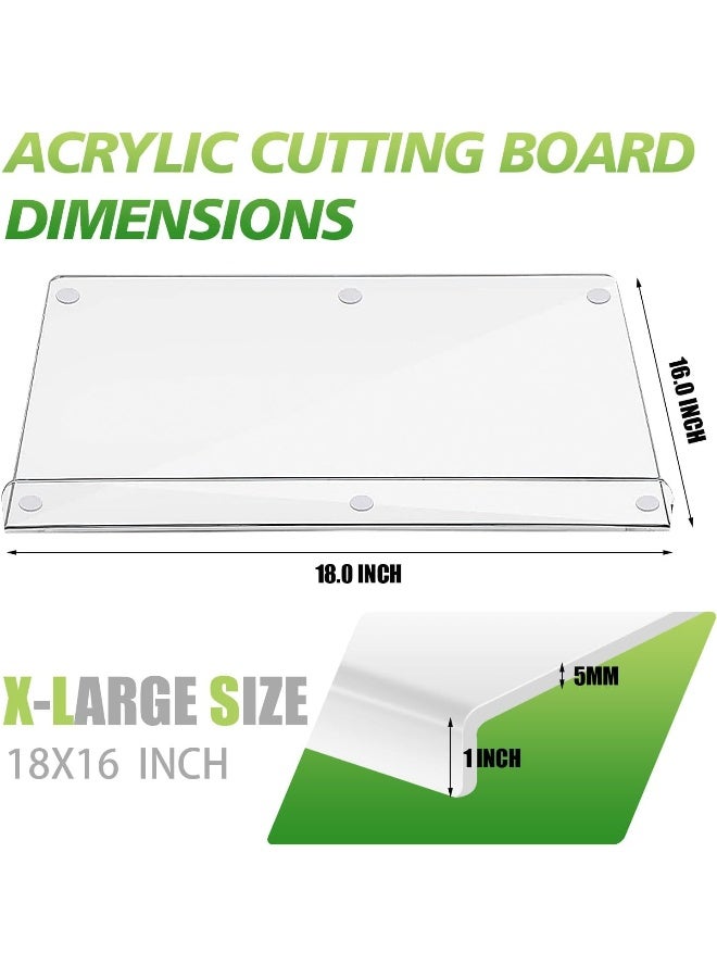 TPGP Acrylic Cutting Boards for Kitchen Counter, 2023 Upgraded Thicker Clear Cutting Board, Non-Slip Cutting Board with Lip for Kitchen Countertop Protection (18x16 inches) - Image 2
