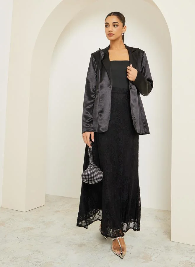 Black Lace A-Line Maxi Skirt