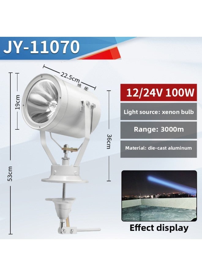 220V Marine Searchlight Xenon Lamp 1000W Super Bright Long-range 3000 Outdoor Long-range Waterproof Spotlight-Color:12V24V100W White Light  - Image 1