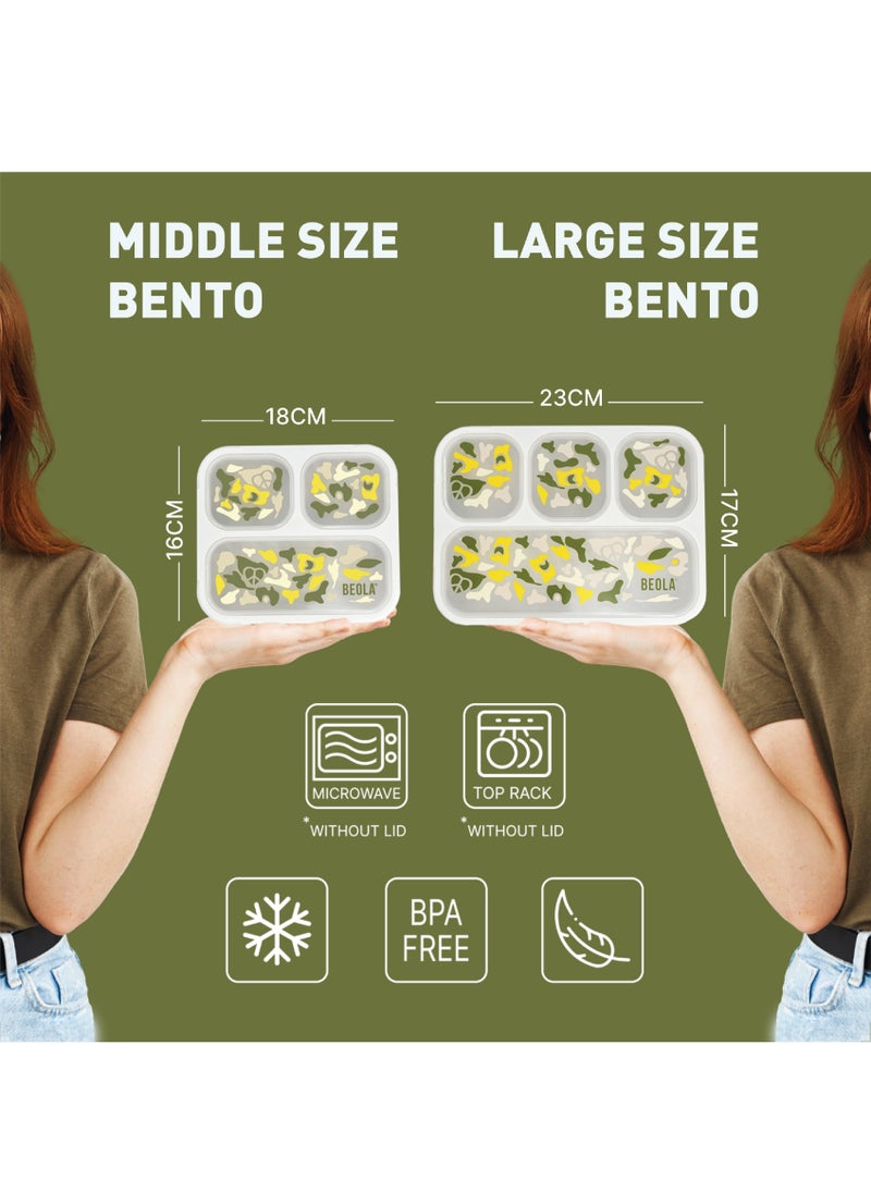 BEOLA Set of  2 Lunch Boxes for Kids Adults, Lunch Bento with Magnetic Meal Planner, Sand Camo  - Image 3