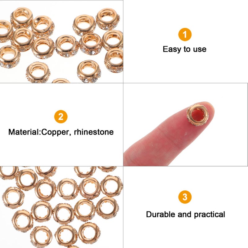 Golden Copper Rhinestone Spacer Beads 20pcs for Jewelry Making DIY Bracelets Necklaces - Image 5