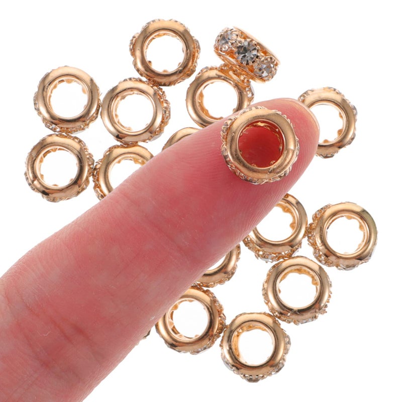 Golden Copper Rhinestone Spacer Beads 20pcs for Jewelry Making DIY Bracelets Necklaces - Image 3