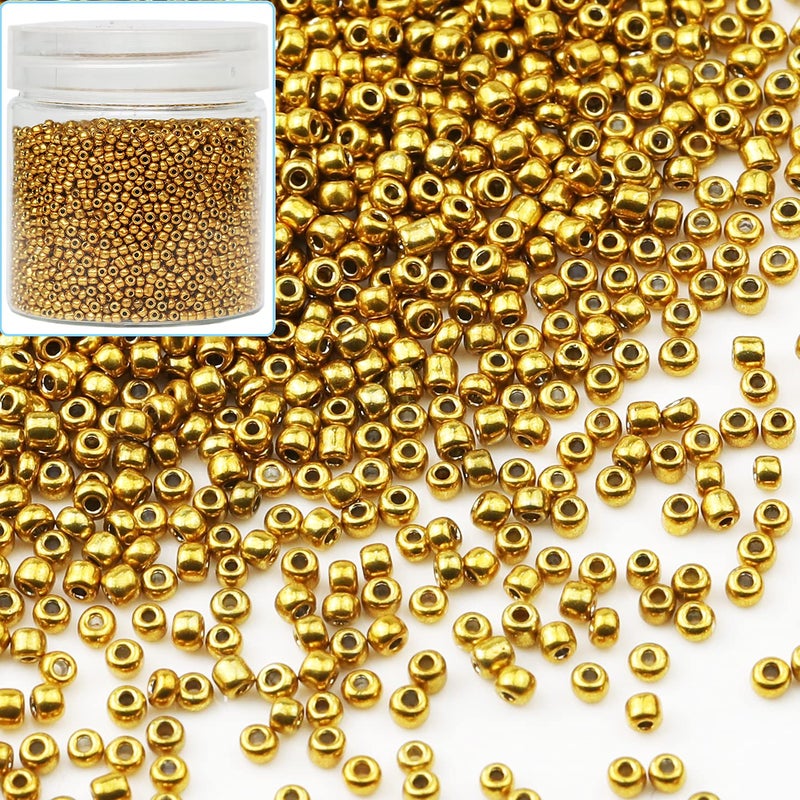 BalaFillic 120 Glass Seed Beads About 10000pcs in Box Size 2mm Golden Seed Beads for Jewelry Making Golden
