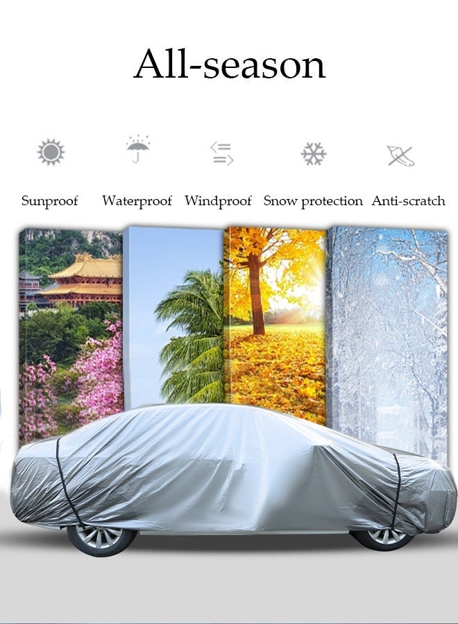 DUNISO Full Car Covers Sunscreen UV Protection  Indoor Outdoor Sunscreen Heat Protection DustWind/Water/Weatherproof Anti-Uv Scratch-Resistant Sedan Universal Suit L - Image 5